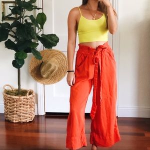Free People Wide Leg Orange Pants